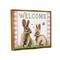 Stupell Industries Welcome Plaid Spring Garden Rabbits Floater Framed Art
